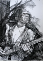 gitarist houtskool tekening